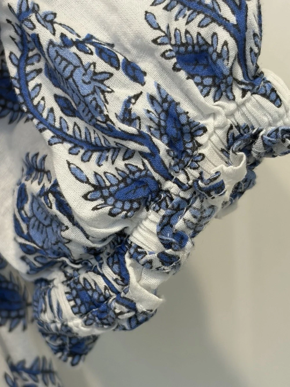Crewcuts Girls Size 4 Blue White Smocked Lined Puff Sleeve 100% Cotton Dress